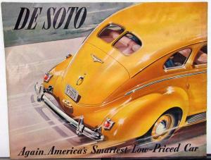 1939 DeSoto Custom Deluxe Sedan Coupe 7 Passenger Sales Brochure Oversized Orig