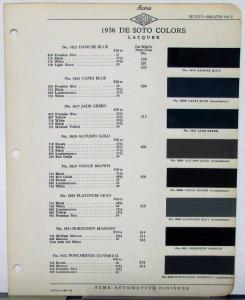 1936 DeSoto Color Paint Chips by Acme Original