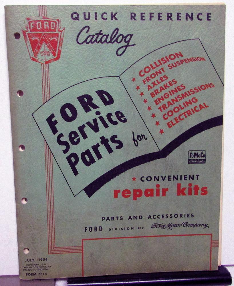 1949-1954 Ford Service Parts Quick Reference Catalog Book Body Shop Garage