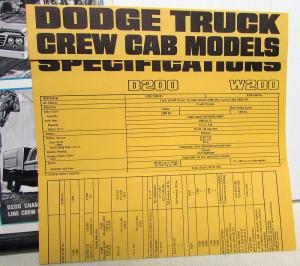 1964 Dodge Truck Crew Cab 4 Door D200 W200 400 500 700 H/D Sales Brochure Orig