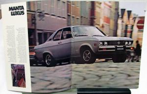 1974 Opel Manta Dealer Brochure Large Features Specs Luxus Rallye Sport Wagon