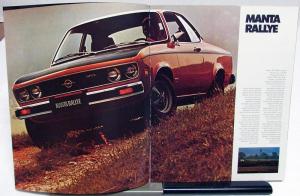 1974 Opel Manta Dealer Brochure Large Features Specs Luxus Rallye Sport Wagon