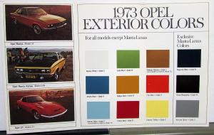 1973 Opel Dealer Sales Brochure Folder Color Options Paint Chips Manta GT 1900