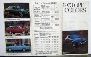 1973 Opel Dealer Sales Brochure Folder Color Options Paint Chips Manta GT 1900