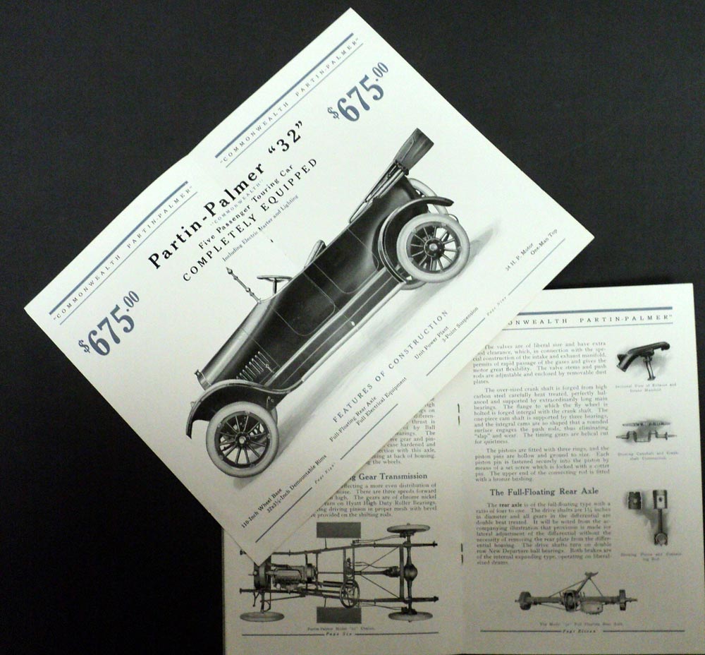 1916 PartinPalmer Motor Cars Model 20 32 438 845 Sales Brochure