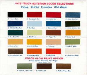 1976 Ford Light Truck Exterior Colors Paint Chips Folder Pickup Bronco Econoline