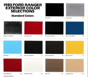 1983 Ford Ranger Light Pickup Truck Exterior Color Paint Chips Folder