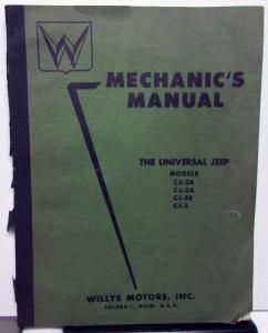 1955-1956 Willys Jeep Dealer Service Shop Manual Universal Models CJ 2A 3A 3B 5