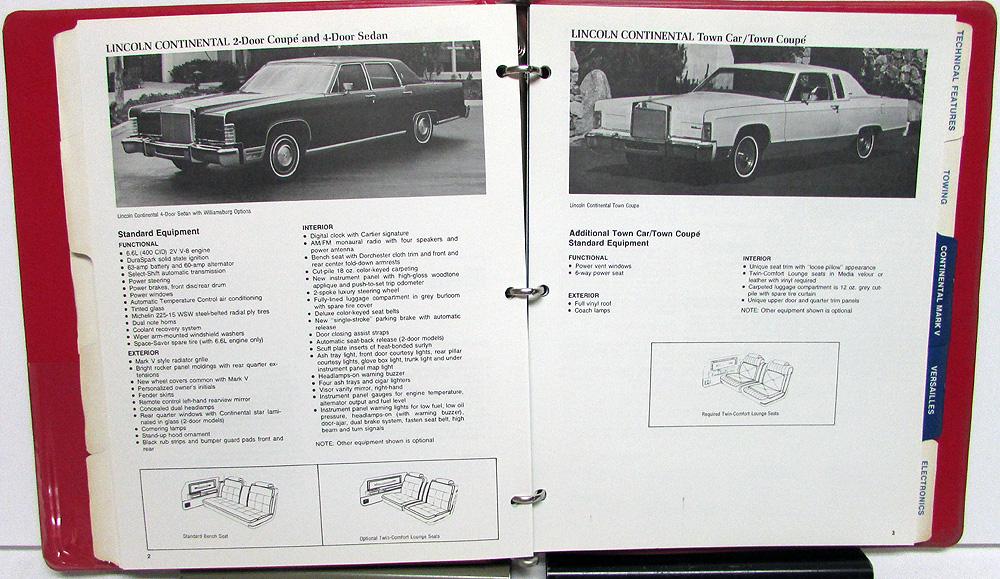 1978 Lincoln Mercury Dealer Advance Data Book Continental Mark V Capri