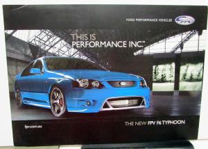 2006 Ford FPV F6 Typhoon Australian Dealer Sales Data Card Handout Turbo-Charged