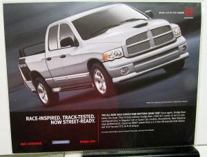 2005 Dodge Ram Daytona Pickup Sales Card Handout Standard Quad Cab Features