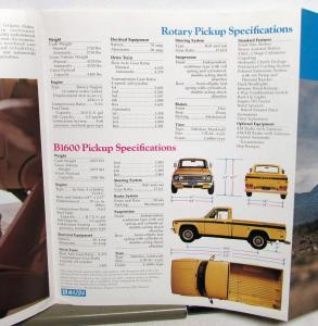 1974 Mazda Pickup Truck Dealer Sales Brochure Rotary B1600 Features Specs