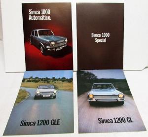 1972 Simca Dealer Sales Brochures Set Of 4 1000 Automatico  Special 1200 GL GLE