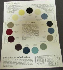 Original 1967 Chevrolet Dealer Paint Chips Brochure Chevelle SS 396 Camaro 350 +