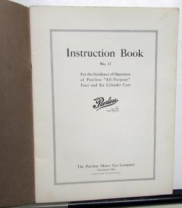 1915 Peerless Models 54 & 55 Four Six Instruction Owners Manual No 11 Original