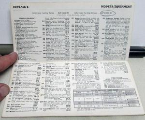 1976 Oldsmobile Specs Book Prices Equipment Color Trim DEALER ONLY ITEM Original