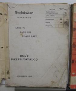 1959 Studebaker Lark VI VIII Silver Hawk Body & Chassis Parts Catalog Books 59