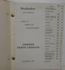 1959 Studebaker Lark VI VIII Silver Hawk Body & Chassis Parts Catalog Books 59