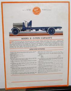 1918 ACME Trucks Dealer Sales Brochure Models A B C E 1 Thru 5 Ton Chassis Orig