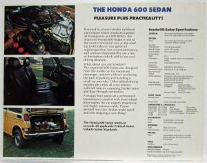 1971 Honda 600 Sedan Spec Sheet