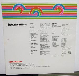 1975 Honda CVCC Sales Brochure