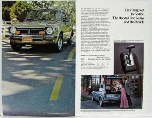 1976 Honda Civic Sedan and Hatchback What the World is Coming To Sales Brochure