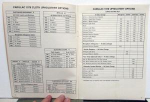 1978 Cadillac Optional Specifications Dealer Sales Reference Data Book Ordering