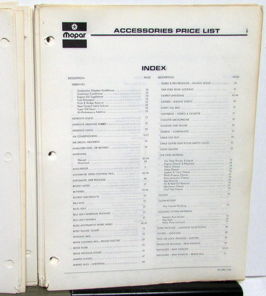 1974 Chrysler Dodge Plymouth Dealer Parts Book Accessories ...