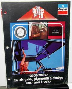 1978 Chrysler Plymouth Dodge Dealer Accessories Catalog Car & Truck Insert