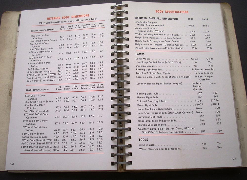 1956 Pontiac Facts Data Book Dealer Original Star Chief Catalina Safari ...