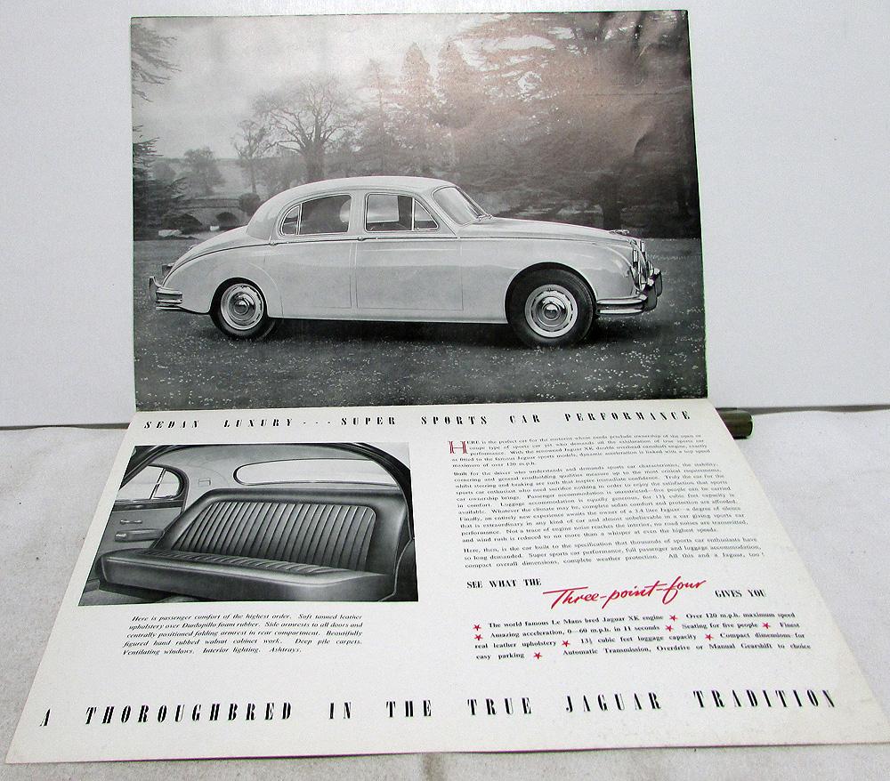 1958 Jaguar 3.4 Litre Dealer Sales Brochure Large Folder XK B Type