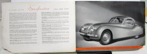 1951 Jaguar XK 120 Fixed Head Coupe Dealer Sales Brochure Folder Original