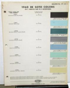 1960 De Soto Color Paint Chips Leaflets By DuPont PS-1 Fireflite PS-2 Adventurer