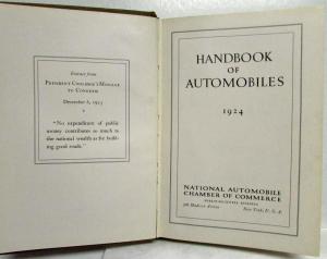 1924 Hand Book of Automobiles - Hardback - Anderson Daniels Cleveland Dodge Bros