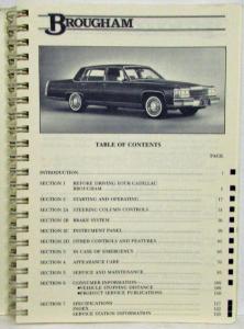 1987 Cadillac Brougham Owners Operator Manual