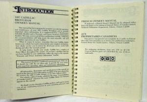 1987 Cadillac Brougham Owners Operator Manual