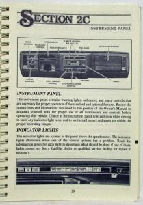 1987 Cadillac Brougham Owners Operator Manual