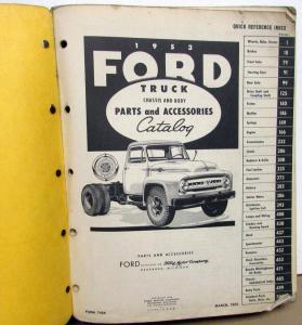 1953 Ford F 100 250 350 Pickup COE Conventional Truck Parts Book Manual Catalog