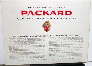 1953 Packard Clipper Touring Deluxe Sedan Club Sale Brochure Dtd 3-53 REV Orig