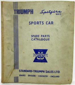 1967-1970 Triumph Spitfire Mk3 Spare Parts Book List Manual Catalog