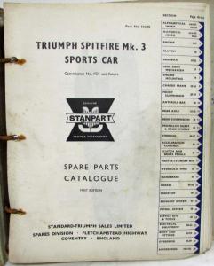 1967-1970 Triumph Spitfire Mk3 Spare Parts Book List Manual Catalog