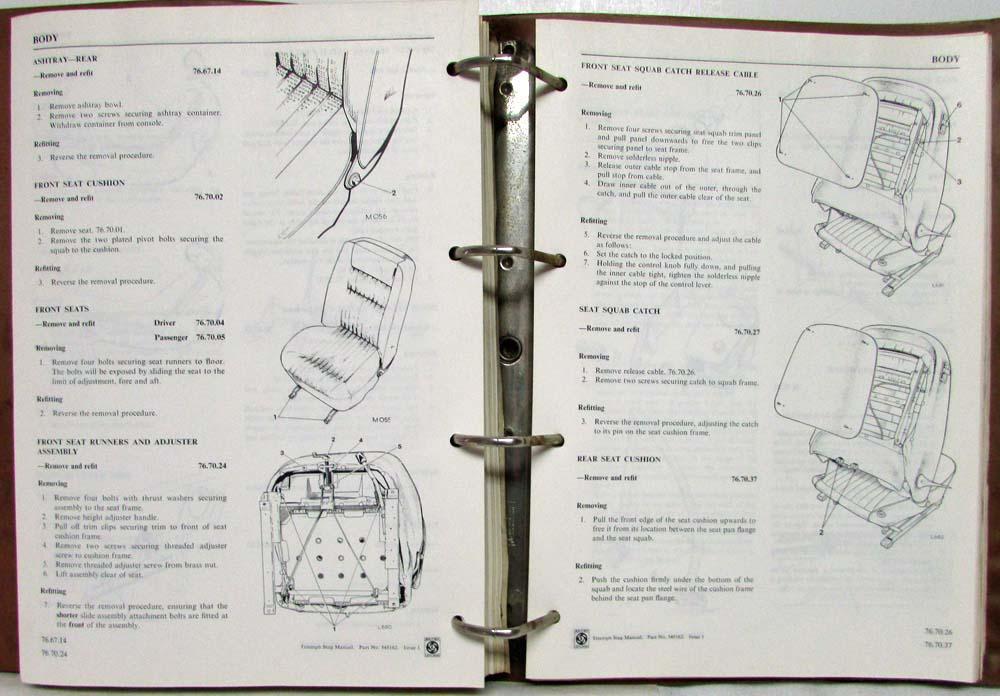 1970 Triumph Stag Service Shop Repair Operation Manual