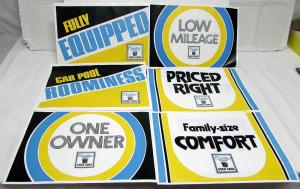 Cadillac Used Cars Dealer Visor Promotional Display Covers Set Of 6 Sales Signs