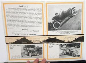 1914 Buick Dealer Sales Brochure Hill Test & 100,000 Mile Car Owners Pics Orig