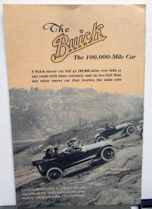 1914 Buick Dealer Sales Brochure Hill Test & 100,000 Mile Car Owners Pics Orig