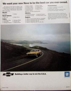 1972 Chevrolet Nova Coupe Sedan SS Rally Nova REVISED Sales Brochure Original