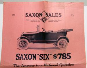 1916 Saxon Six Dealer Large Sales Flyer Poster Edition No 27 5 Passenger Orig