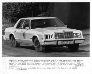 1979 Chrysler Newport & Dodge St Regis Police Cars Press Photo & Release 0081