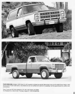 1979 Dodge Ramcharger and W200 Power Wagon Press Photo 0177