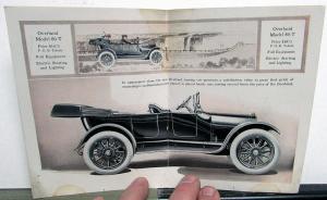 1915 Willys Overland Model 80 Touring Roadster Coupe Sales Brochure Original